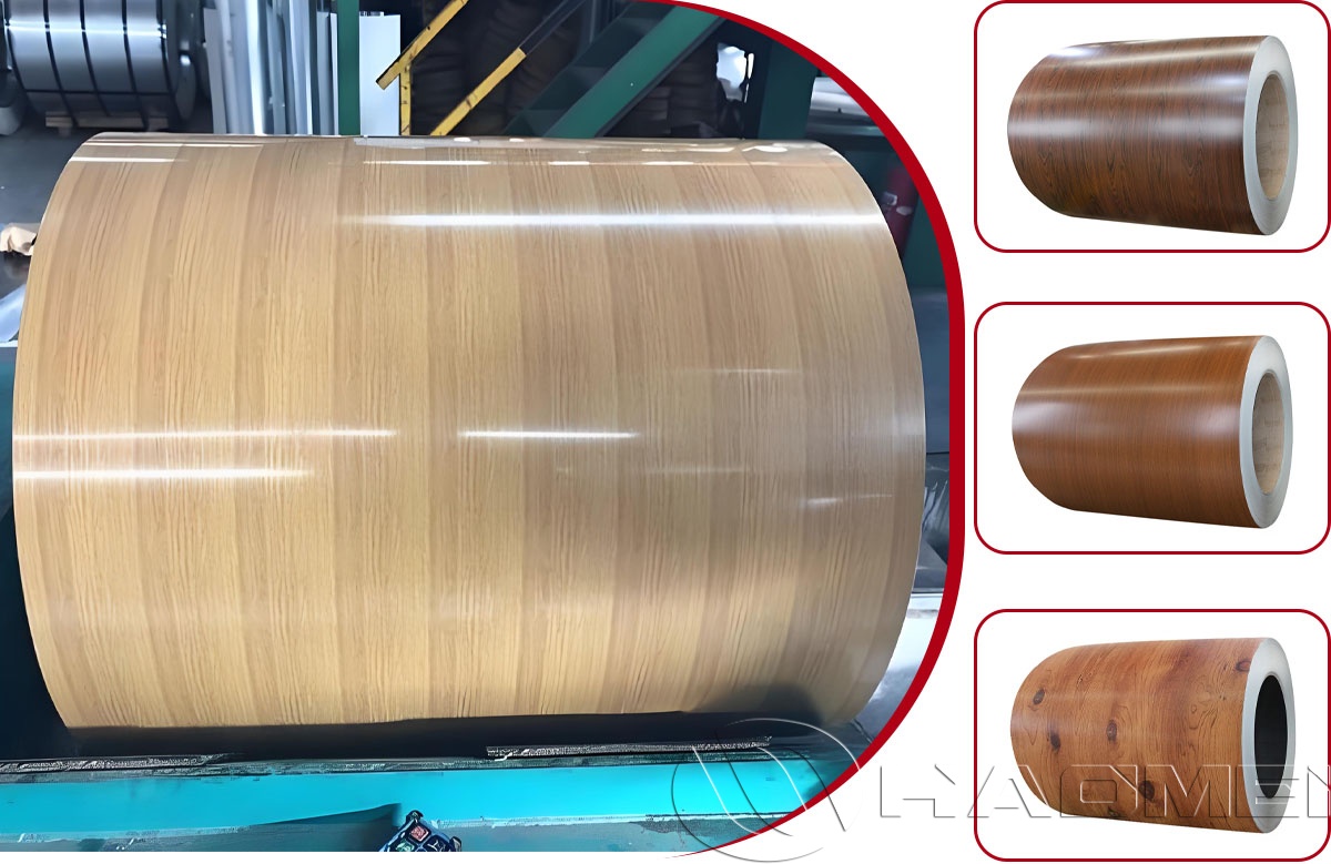 Wood grain coated aluminum coil